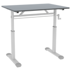 Adjustable Study Desk for Kids and Adults, Height-Adjustable Home Office Desk, White Frame with Gray Tabletop, 60cm x 80cm Co