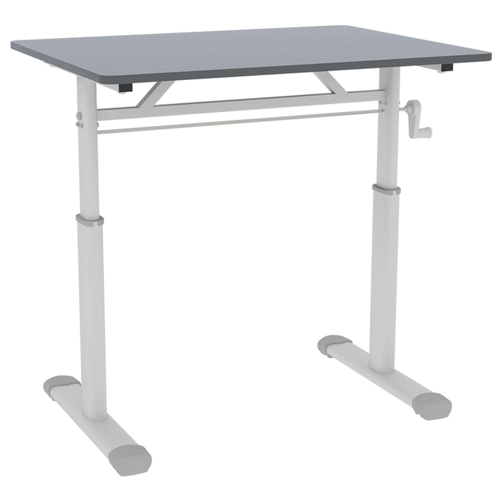 Adjustable Study Desk for Kids and Adults, Height-Adjustable Home Office Desk, White Frame with Gray Tabletop, 60cm x 80cm Co
