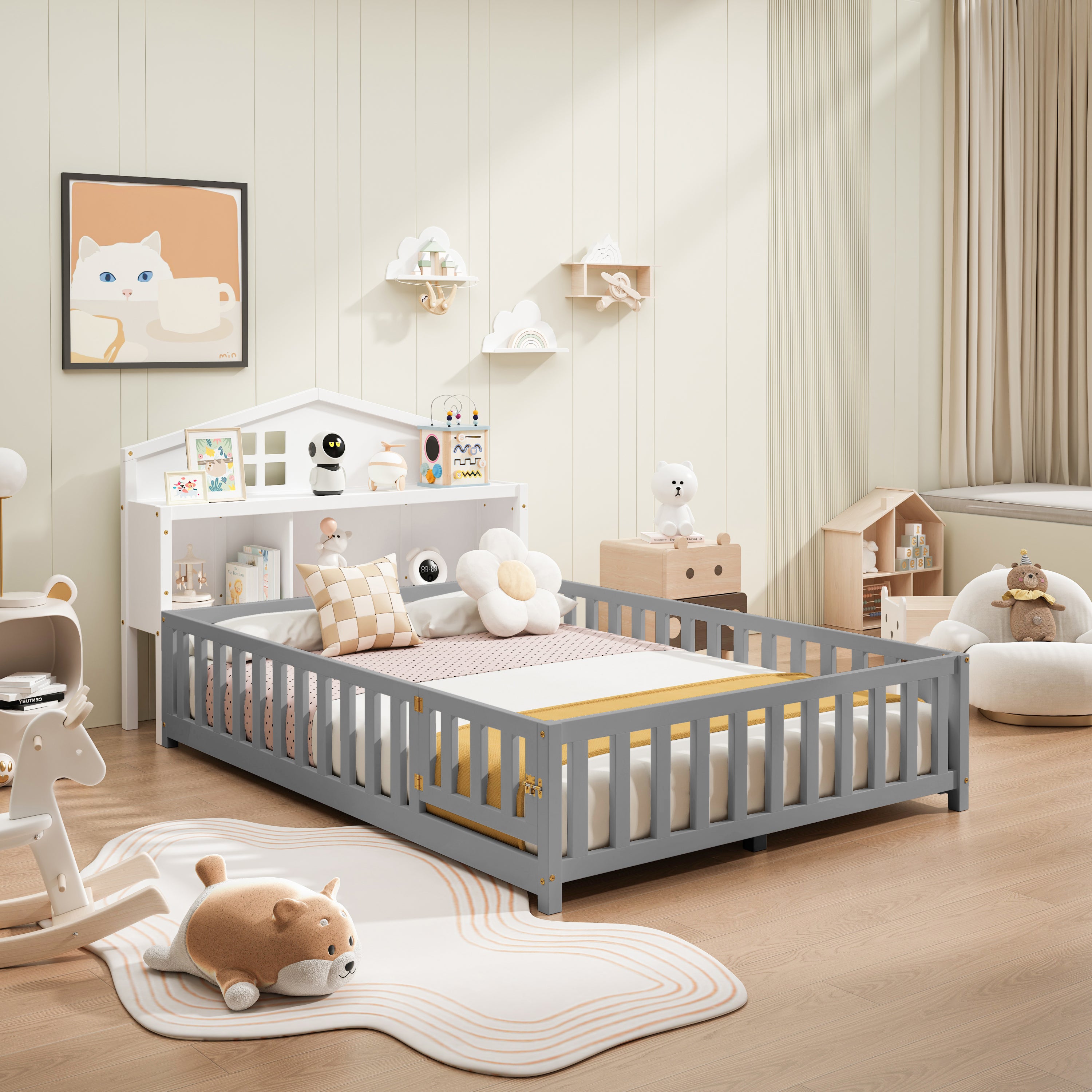 Headboards for Full-size Montessori Floor Bed White,Freely collocation - Grand Goldman Shop