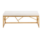 Folia Glam Metal Bench in Gold Steel and White Velvet by - Grand Goldman Shop