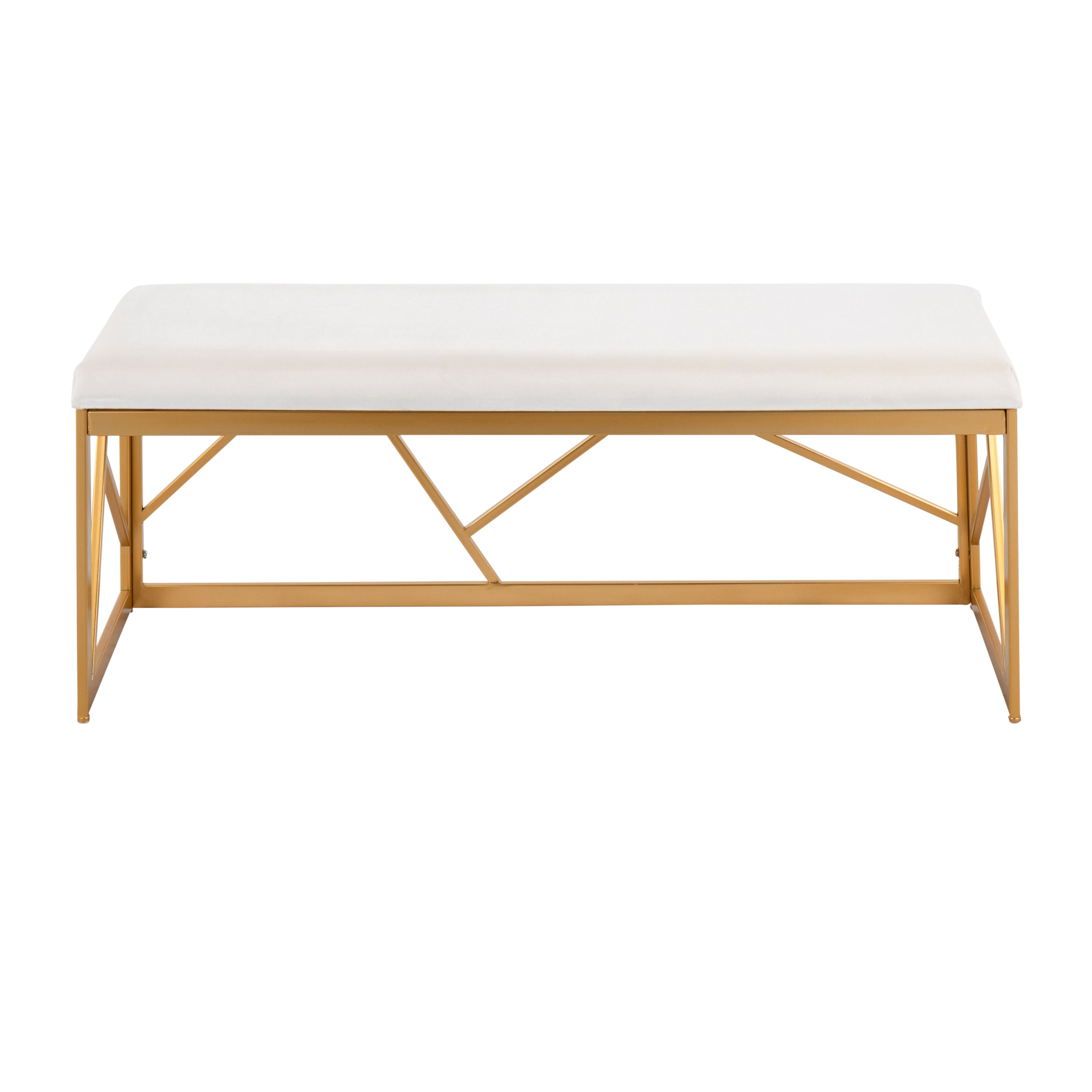 Folia Glam Metal Bench in Gold Steel and White Velvet by - Grand Goldman Shop