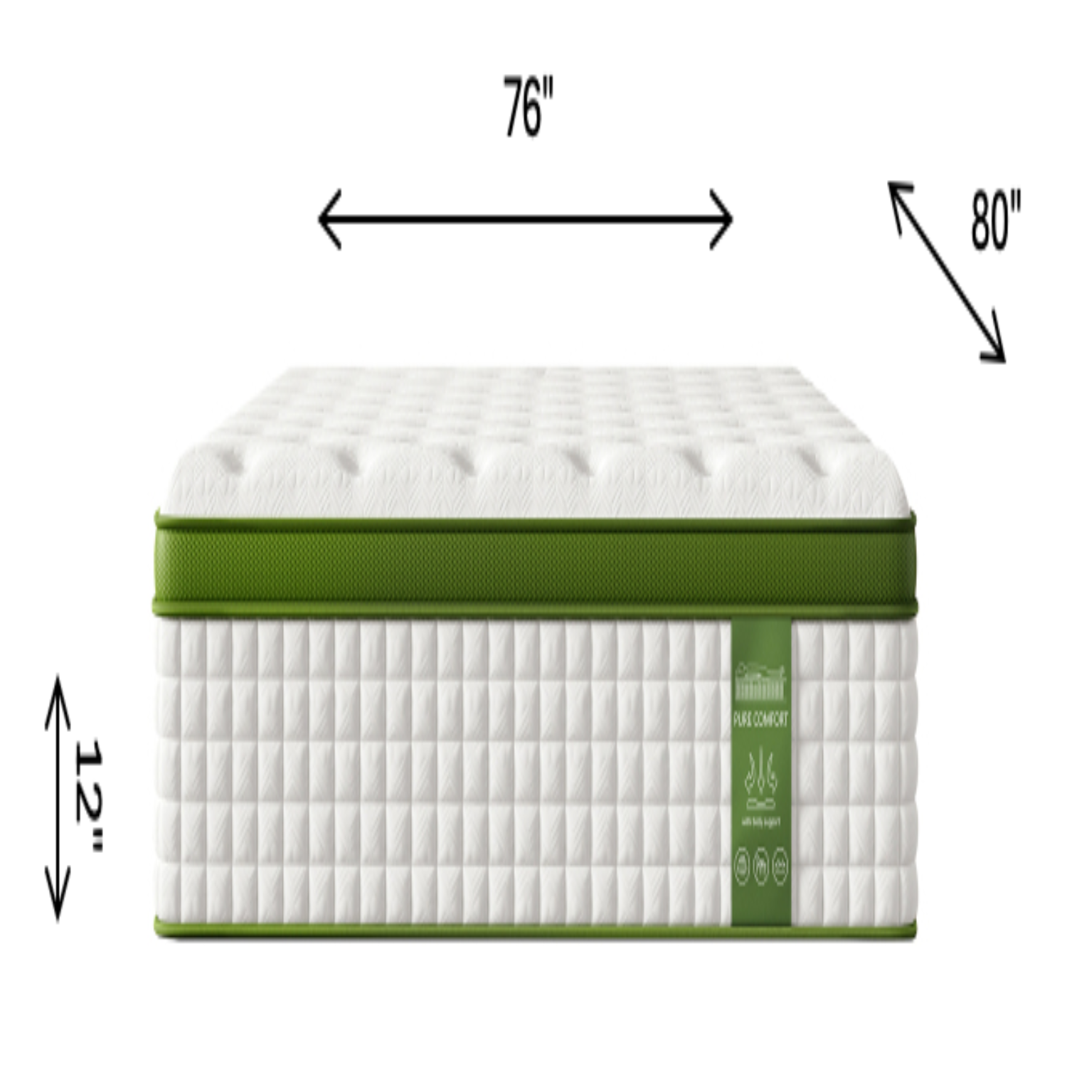 12' King Hubrid Mattress with Gel Memory Foam and Pocket Springs - Grand Goldman Shop
