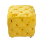 Yellow Modern Velvet Upholstered Ottoman, Exquisite Small End Table, Soft Foot Stool, Dressing Makeup Chair, Comfortable Seat for Living Room, Bedroom, Entrance - Grand Goldman Shop