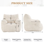 010-Soft Fluffy Corduroy Fabric Bean Bag Chair Filled With Memory Sponge,Beige - Grand Goldman Shop