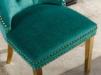 A&A Furniture,Nikki Collection Modern, High-end Tufted Solid Wood Contemporary Velvet Upholstered Dining Chair with Golden Stainless Steel Plating Legs,Nailhead Trim,Set of 2，Black and Gold, SW1601GN - Grand Goldman Shop