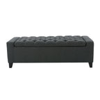 Contemporary Storage Ottoman with Tufted Top in Dark Grey Fabric - Grand Goldman Shop