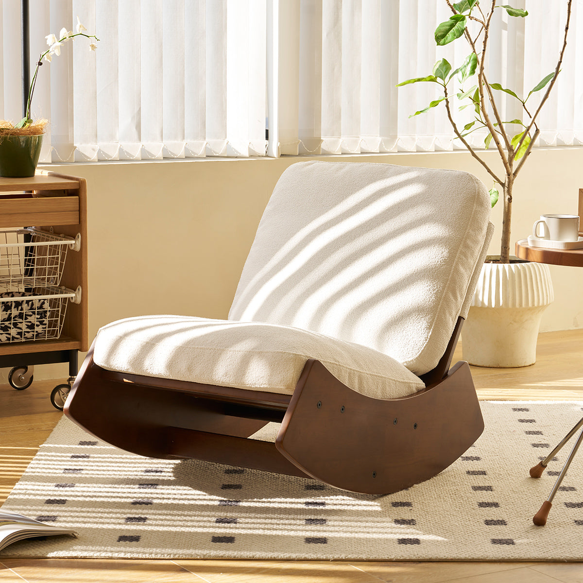 Comfortable Glider Rocking Chair, High-Quality Upholstery Glider Chair, Solid Wood Frame, Perfect for Multiple Settings Accent Reading Chair for Bedroom,Living Room,Nursery - Grand Goldman Shop