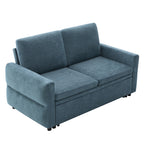 Convertible Sofa Bed 62.75' Loveseat with Adjustable Backrest and USB Ports in Blue Chenille Fabric - Grand Goldman Shop