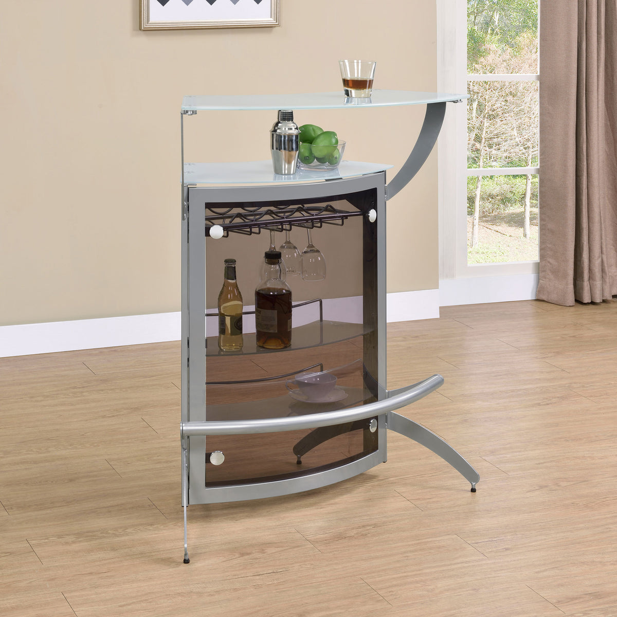 Elaina Silver 2-shelf Home Bar - Grand Goldman Shop