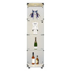 LED lights Glass Display Cabinet 4 Shelves with Door, Floor Standing Curio Bookshelf for Living Room Bedroom Office, 64.7'*16
