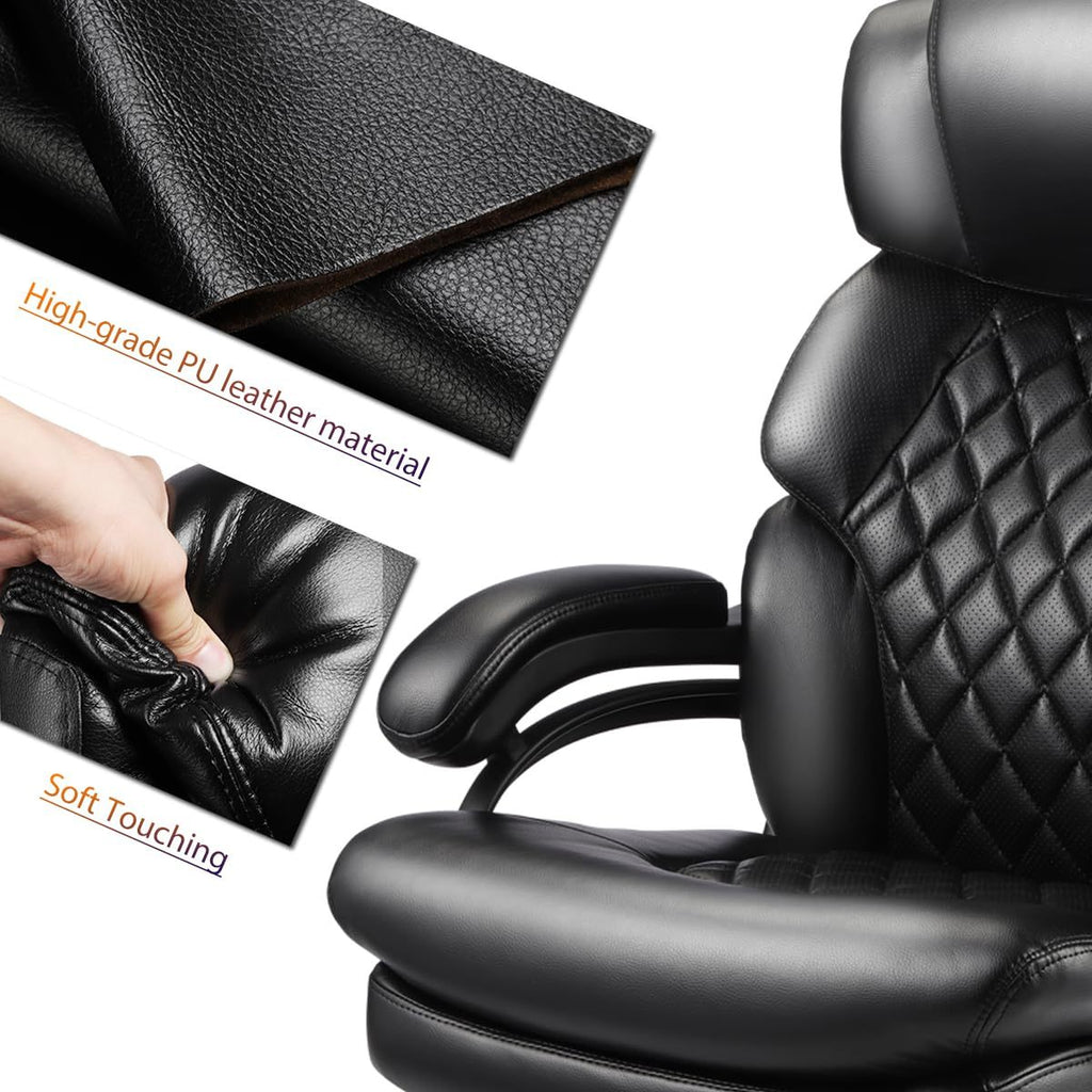 Stylish 500lbs Big and Tall Office Chair for Heavy People Executive Office Chair with Wide Spring Seat Computer Desk Chair 36