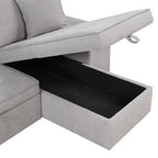 Modern Reversible L-Shape Pull Out Sleeper Sofa with Storage Chaise and Stools, Gray Linen, 104.5' - Grand Goldman Shop
