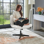 Blynn Adjustable Swivel Criss Cross Chair, Wide Seat Office Chair Vanity Chair, Cream White | Premium Home Decor - Grand Gold