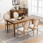 A&A Furniture,French Style Solid Wood Frame Antique Painting Linen Fabric Back Dining Chair,Set of 2,Beige,SW1845BG - Grand Goldman Shop