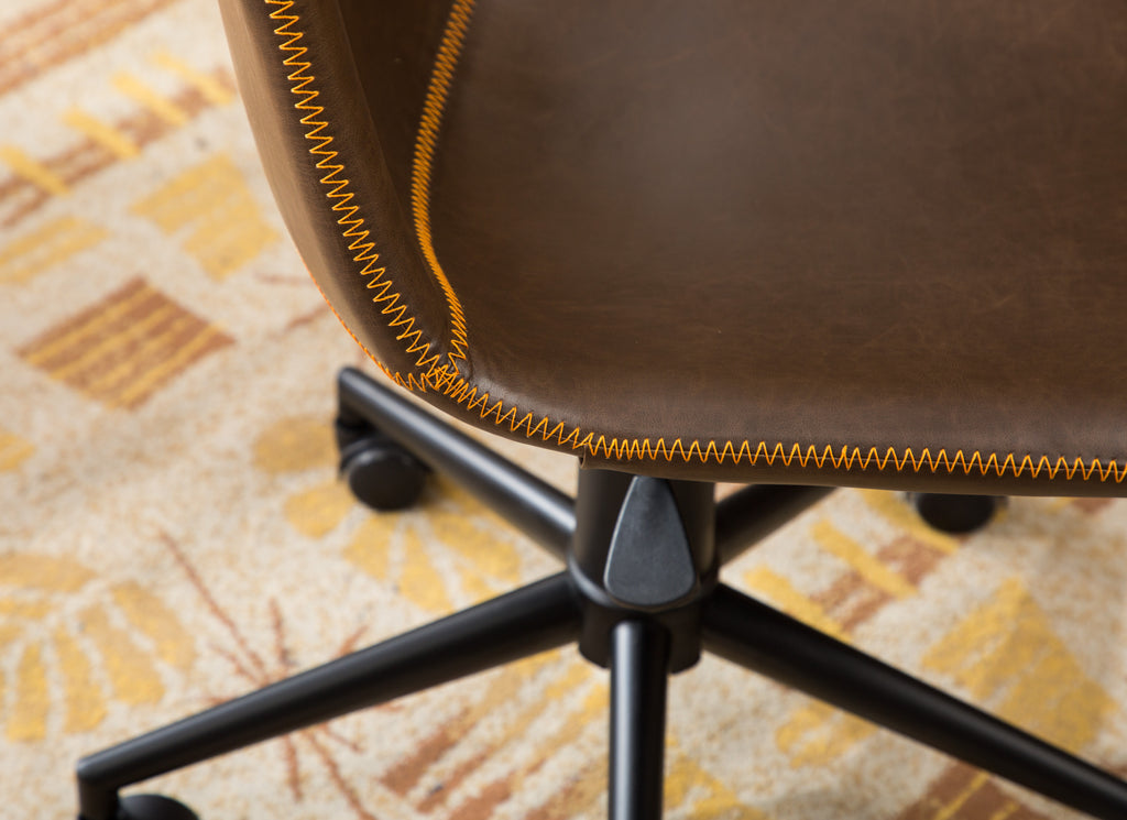 Cesena Faux Leather 360 Swivel Air Lift Office Chair, Antique Brown | Premium Home Decor - Grand Goldman