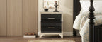 Elegant High Gloss Nightstand with Metal Handle,Mirrored Bedside Table with 2 Drawers for Bedroom,Living Room,Black - Grand Goldman Shop