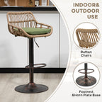 COOLMORE Modern Swivel Bar Stools Set of 2 with Adjustable Height and Footrest in Green Linen - Grand Goldman Shop