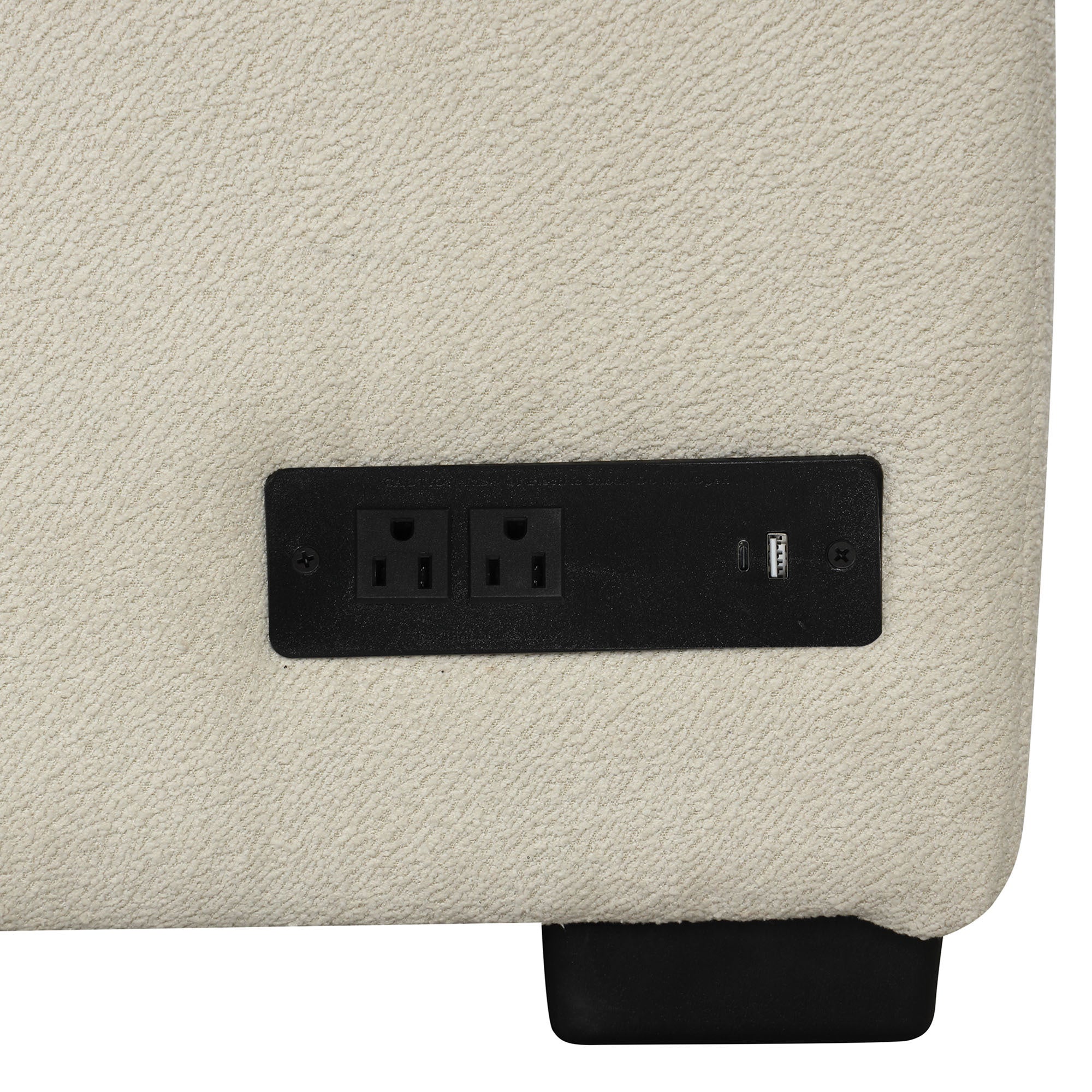 Modern L-shaped Sectional Pull Out Sofa Bed with USB Ports and Storage Ottoman, Beige, Jacquard Fabric, 82.6' - Grand Goldman Shop