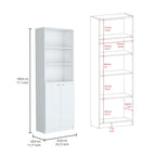 Home 2-Door Bookcase, Modern Storage Unit with Dual Doors and Multi-Tier Shelves -White -Office - Grand Goldman