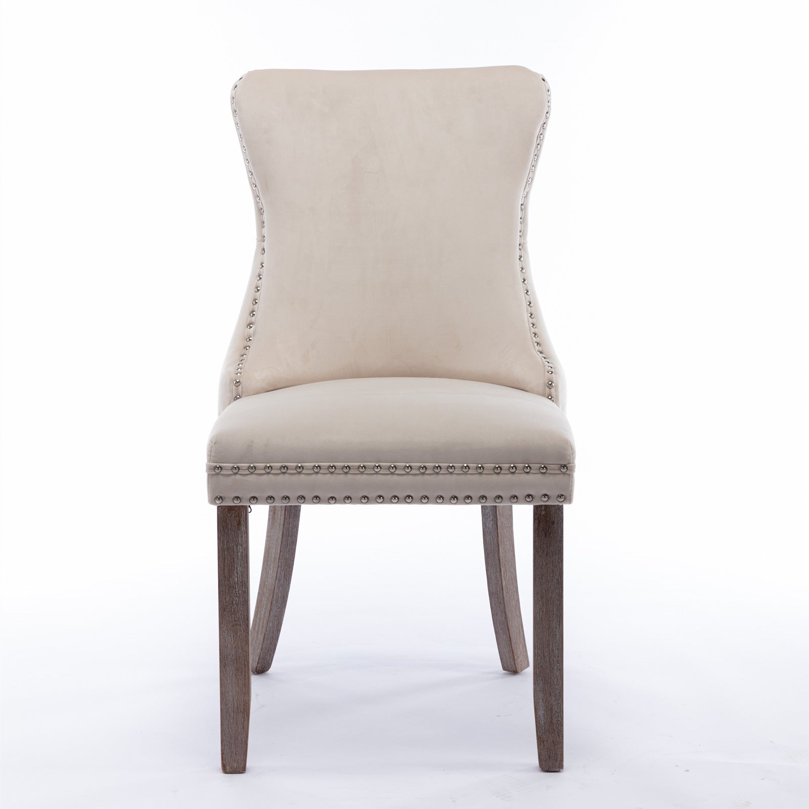 A&A Furniture,Upholstered Wing-Back Dining Chair with Backstitching Nailhead Trim and Solid Wood Legs,Set of 2, Beige,SW8809BG,KD - Grand Goldman Shop