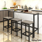TOPMAX Counter Height Extra Long Dining Table Set with 3 Stools Pub Kitchen Set Side Table with Footrest, Gray - Grand Goldman Shop
