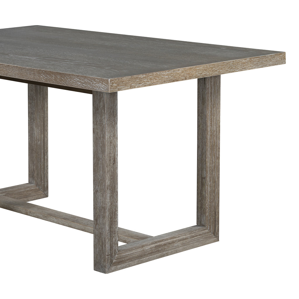 TREXM 6-Piece Retro Dining Table Set for 6, 60' Wood Kitchen Table and Chairs Set of 4 with Bench Designed Trestle Base for kitchen & Dining Room (Gray) - Grand Goldman Shop