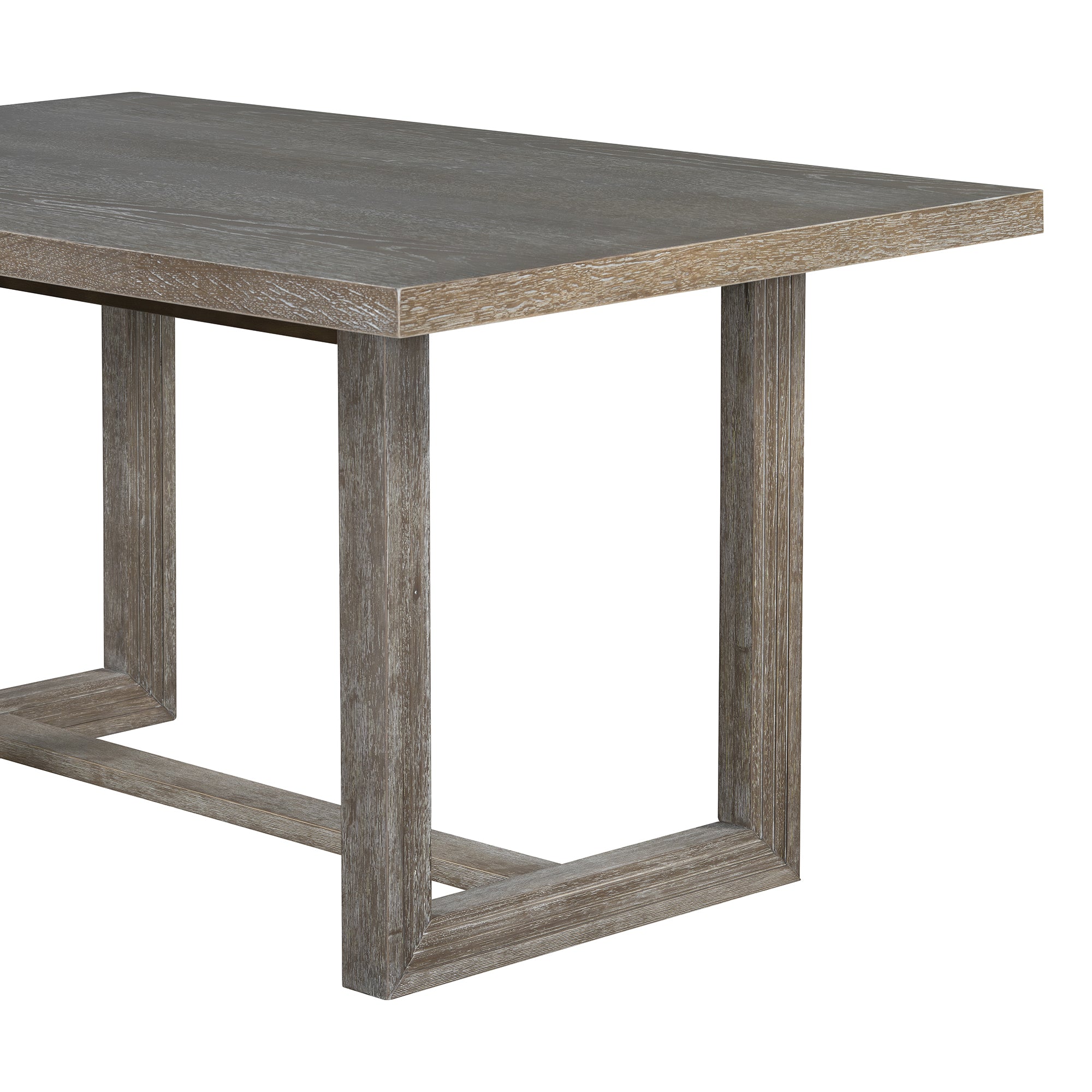 TREXM 6-Piece Retro Dining Table Set for 6, 60' Wood Kitchen Table and Chairs Set of 4 with Bench Designed Trestle Base for kitchen & Dining Room (Gray) - Grand Goldman Shop