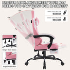 Gaming Chair with Footrest, High Back Gaming Chairs PVC Leather Ergonomic Gamer Chair with Adjustable Headrest Lumbar Support