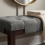 Linon Tufted Bench, Fabric, Gray - Grand Goldman Shop