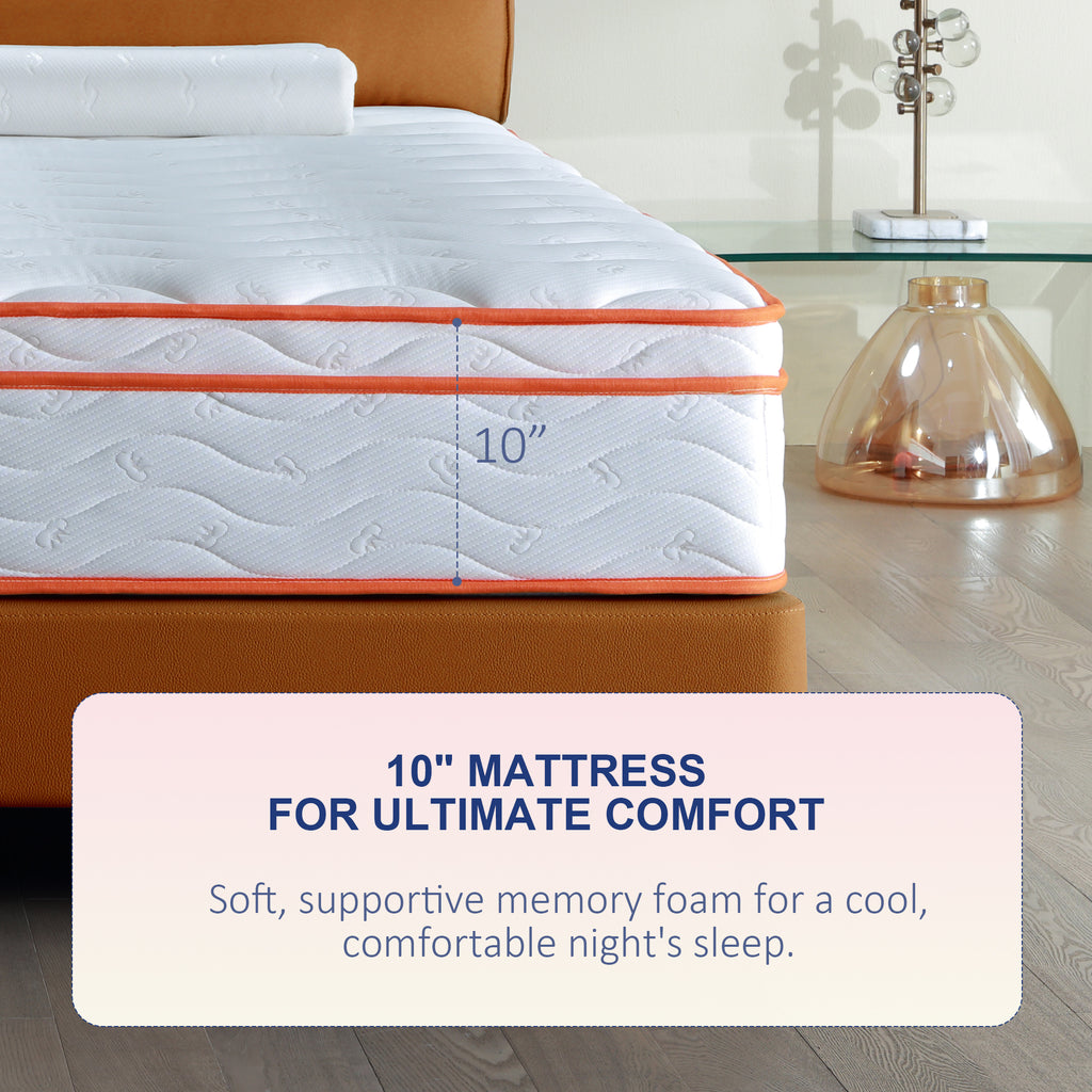 10 inch Hybrid Mattress in a Box,Individual Pocket coil, Medium Firm, Memory Foam Mattress with CertiPUR-US Certified Foam - Grand Goldman Shop