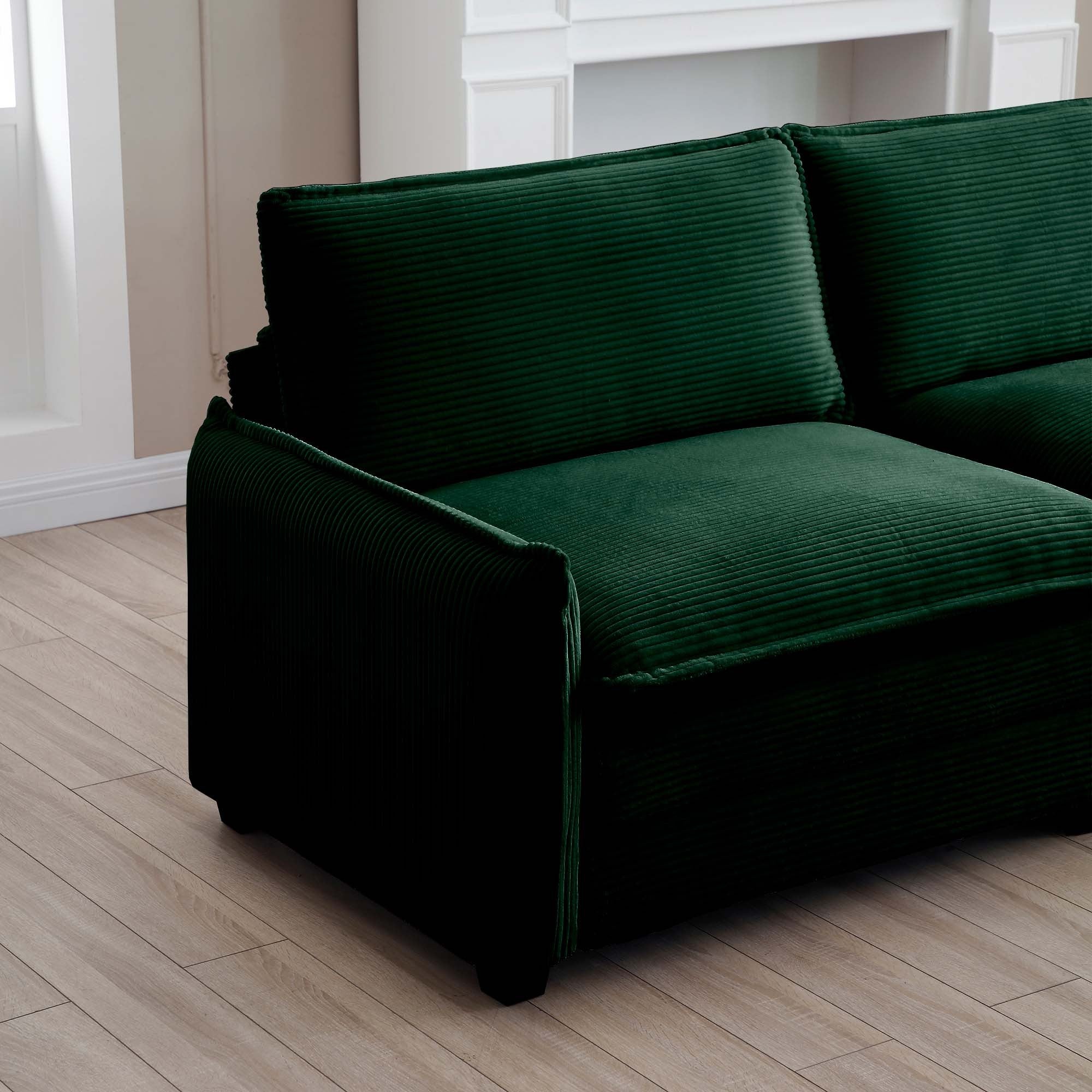 Ottoman Footstool in Corduroy Fabric, Can be Used with 2 Seater Sofas, 3 Seater Sofas and 4 Seater Sofas,Green Corduroy Fabric - Grand Goldman Shop