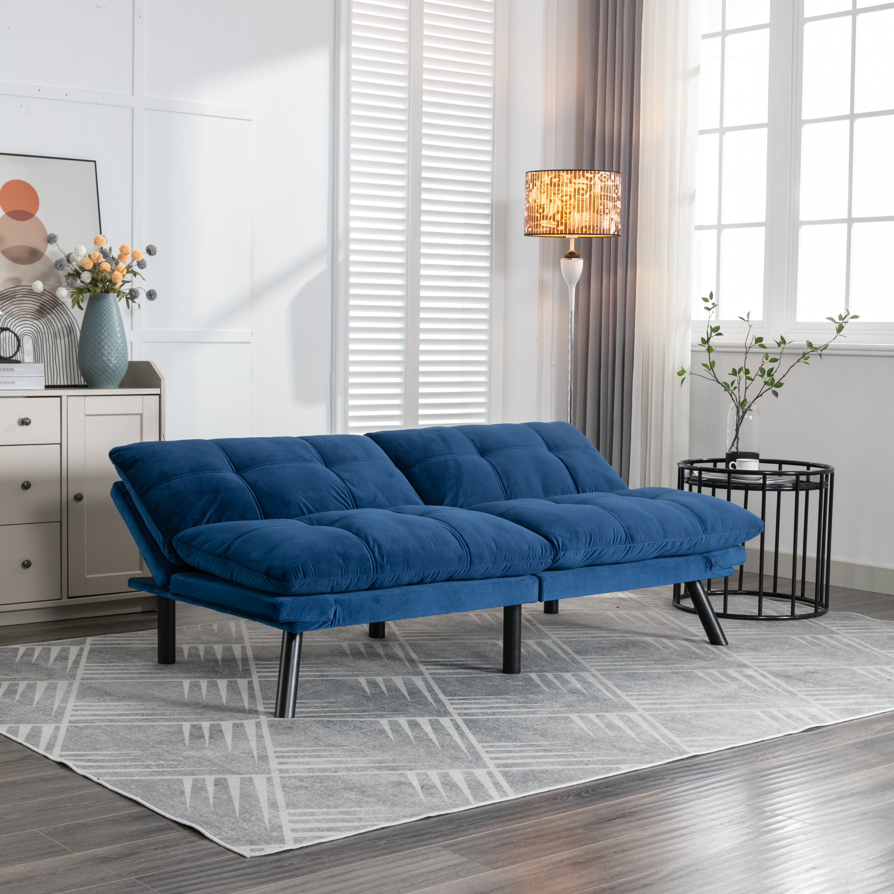Navy Blue Convertible Folding Modern sofa Bed - Grand Goldman Shop