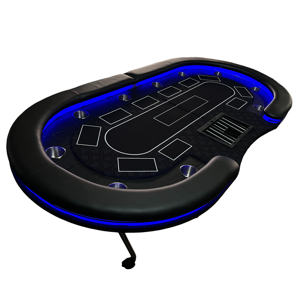 INO Design 94' Fodable Poker Table with Dealer Spot for 10 players, Black | Premium Home Decor - Grand Goldman