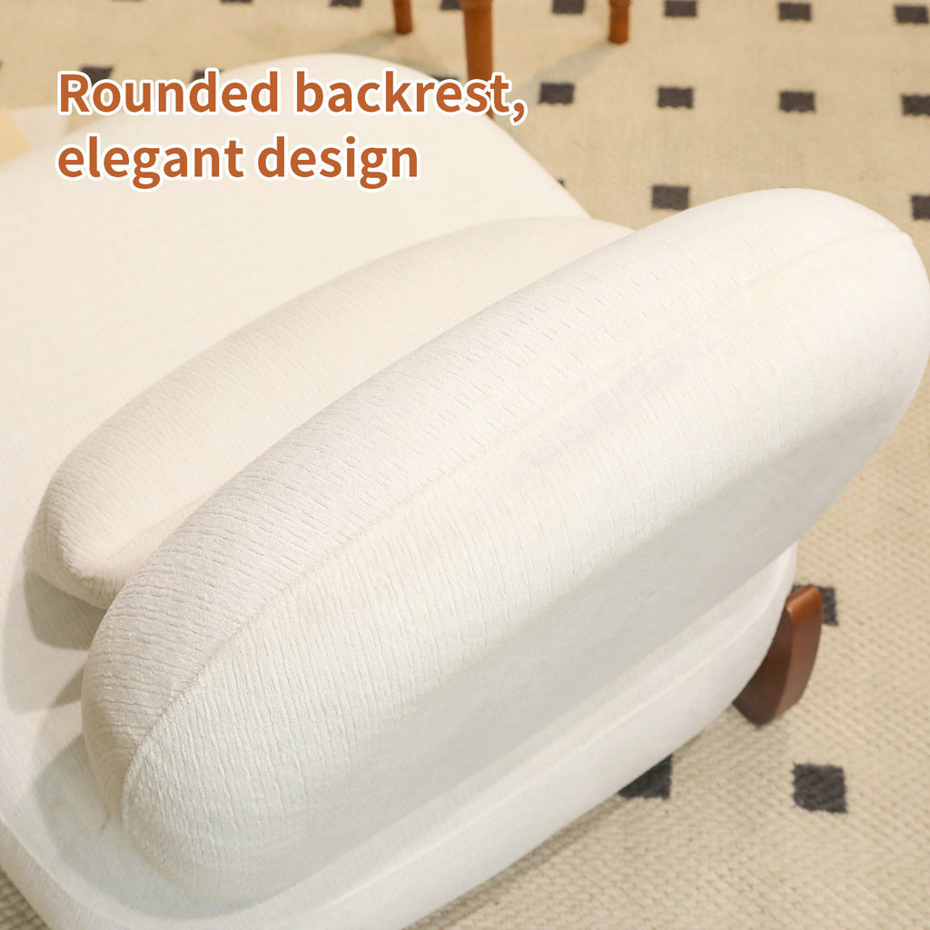 Cute Accent Chair with Solid Wood Legs, Living Room Chair with Soft Fabric Cushion, Cozy Bedroom Chair, Comfy Armless Reading Chair for Apartment, Waiting Room, Balcony (White) - Grand Goldman Shop