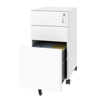 3-Drawer Mobile File Cabinet with Lock, All-Steel Metal Storage on Wheels, Two Shallow & One Deep Drawer for Office/Home, Ful