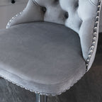 A&A Furniture,Swivel Velvet Barstools Adjusatble Seat Height from 25-33 Inch, Modern Upholstered Chrome base Bar Stools with Backs Comfortable Tufted for Home Pub and Kitchen Island（Gray,Set of 2） - Grand Goldman Shop