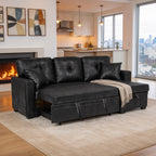 Sleeper Sofa, Sectional with Pull-Out Bed, Reversible Chaise, Storage Sectional, Foil Fabric, Small Space Solution, Convertible Sofa Bed - Grand Goldman Shop
