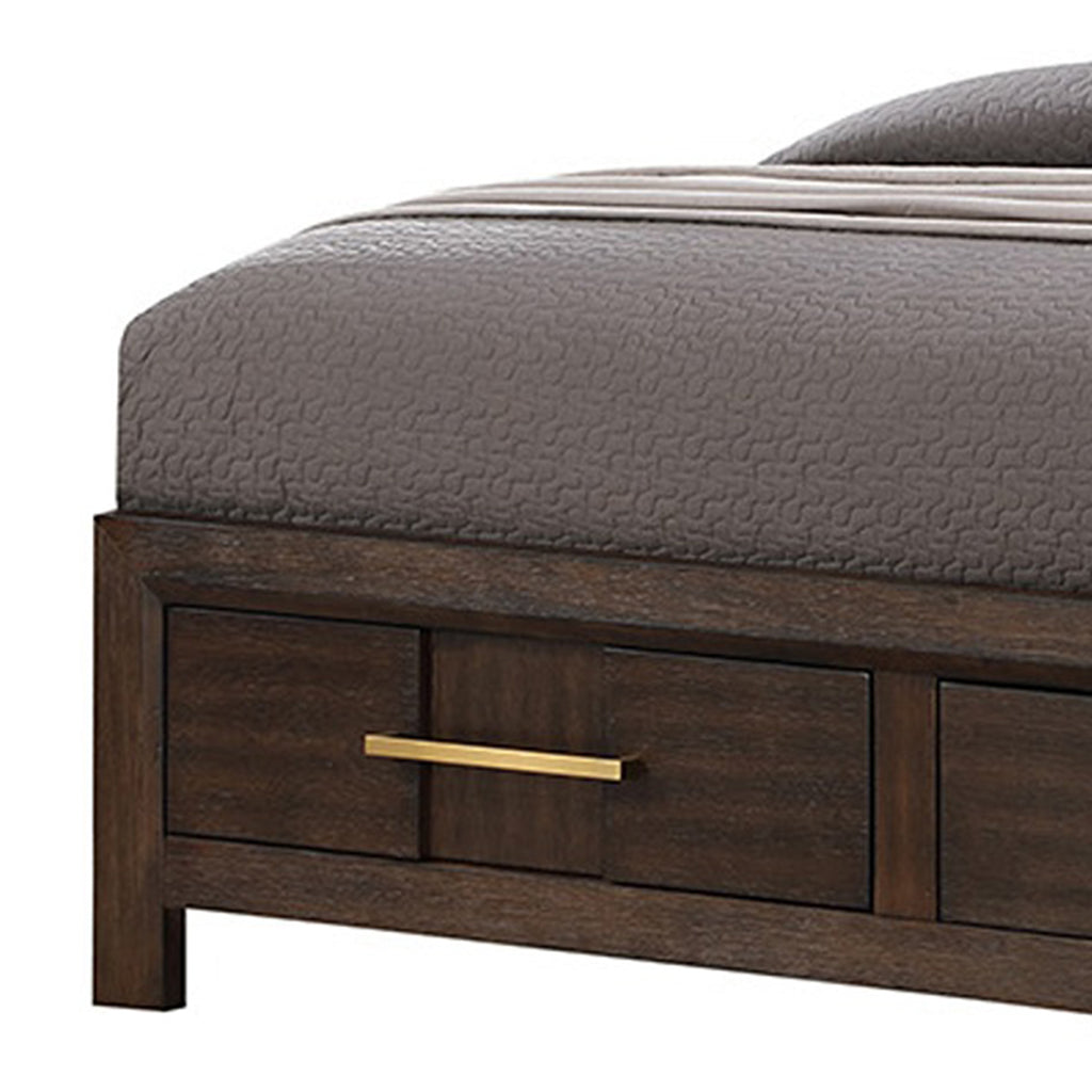 KENZO Modern King 5-Piece Storage Bedroom Set in Walnut Finish with LED Headboard, Bluetooth Speakers, USB Ports, Dresser, Mirror, Nightstand and Chest - Grand Goldman Shop