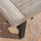 Tranquilizer Outdoor Acacia Wood Bench with Slat Panel Design, Sandblasted Light Gray + Black - Grand Goldman Shop