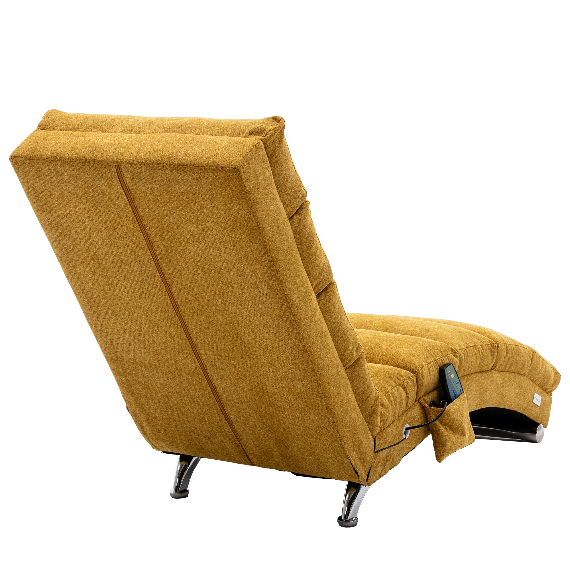 Ergonomic Linen Massage Chaise Lounge with Remote Control, Mustard Color, 5 Modes for Office, Living Room, Bedroom - Grand Goldman Shop
