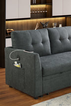 Sectional Sofa Bed L-Shaped Sofa Couch Bed with USB Port, Reversible Sofa Couch Sleeper with Pull Out Bed, Chaise with Storage, Pull Out Couch for Living Room - Grand Goldman Shop
