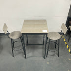 Bar Table Set with 2 Bar stools PU Soft seat with backrest, Grey, 23.62'' W x 23.62'' D x 35.43'' H - Grand Goldman Shop