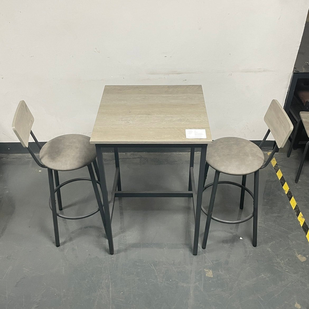 Bar Table Set with 2 Bar stools PU Soft seat with backrest, Grey, 23.62'' W x 23.62'' D x 35.43'' H - Grand Goldman Shop