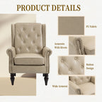 Modern Accent Chair Lounge Chair with Sturdy Wood Legs in Camel PU Leather for Living Room and Bedroom - Grand Goldman Shop