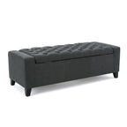 Contemporary Storage Ottoman with Tufted Top in Dark Grey Fabric - Grand Goldman Shop