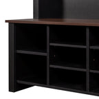 Farmhouse 4-in-1 Hall Tree with 6 Hooks, Practical Walnut Entryway Bench with Adjustable Shelves,  Wooden Shoe Organizer with 16 Compartments for Mudroom, Living Room, Black (OLD SKU: N721S000064B-1) - Grand Goldman Shop