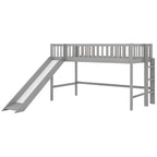Twin Size Low Loft Bed with Ladder and Slide, Gray(OLD SKU:WF196418AAE) - Grand Goldman Shop