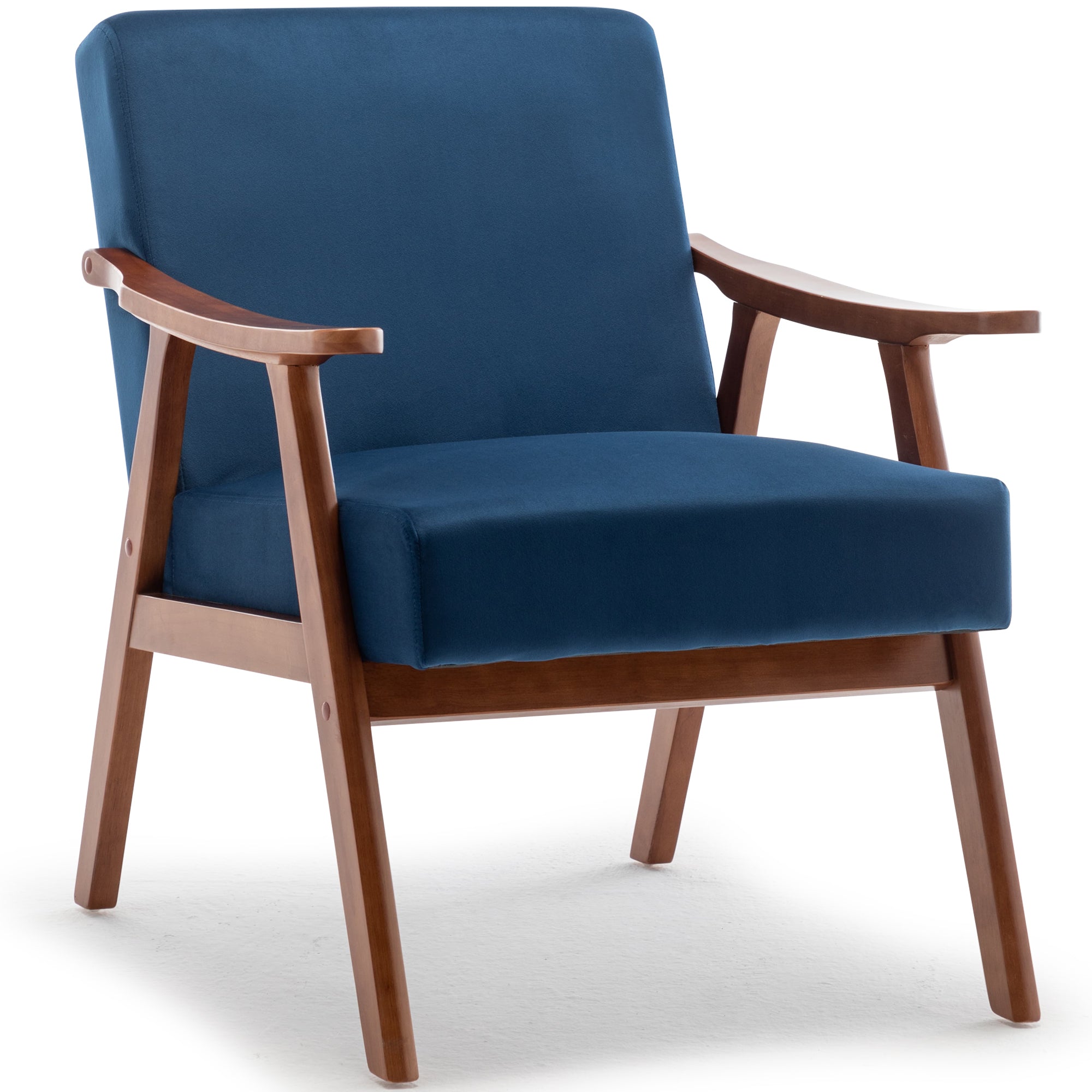 Mid-Century Modern Wingback Accent Chair with Solid Wood Frame and Extra-Thick Backrest – Lounge Chair for Living Room, Bedroom, or Reading Room - Grand Goldman Shop
