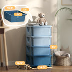 Qaba 4 Tier Kids Storage Unit, 4 Drawer Chest Toy Organizer Plastic Bins for Kids Bedroom Nursery Kindergarten Living Room fo