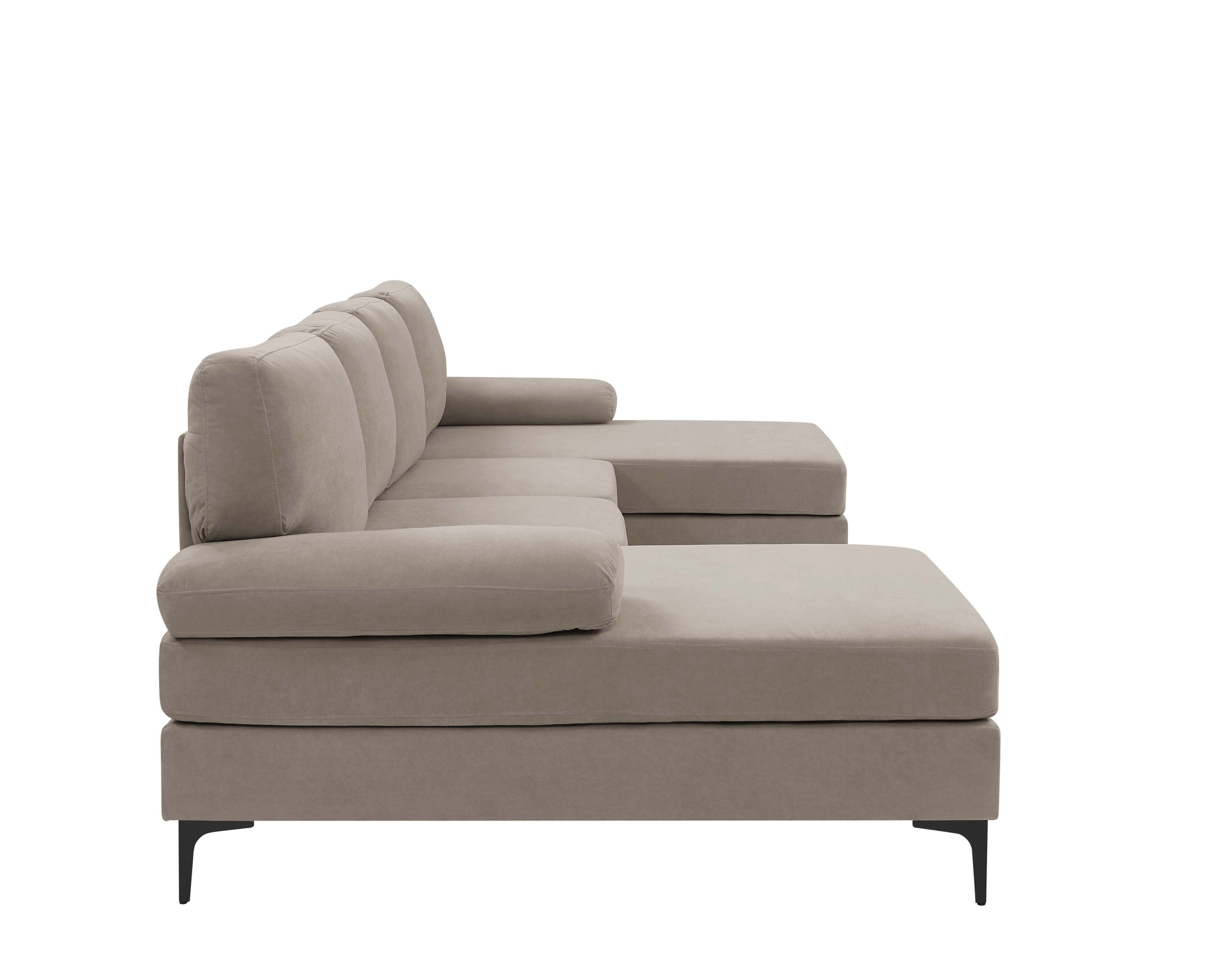 Polyester Blend Upholstered U-Shape Sectional with Metal Legs - Grand Goldman Shop